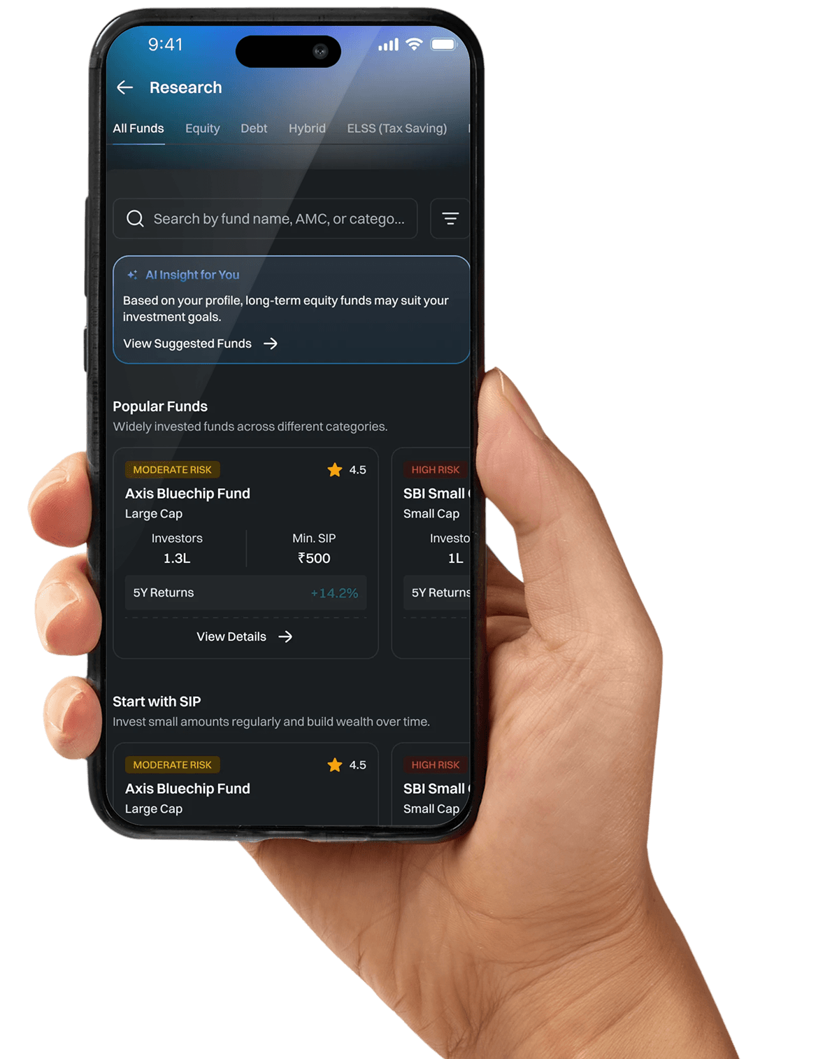 First Demat mutual funds discovery on mobile