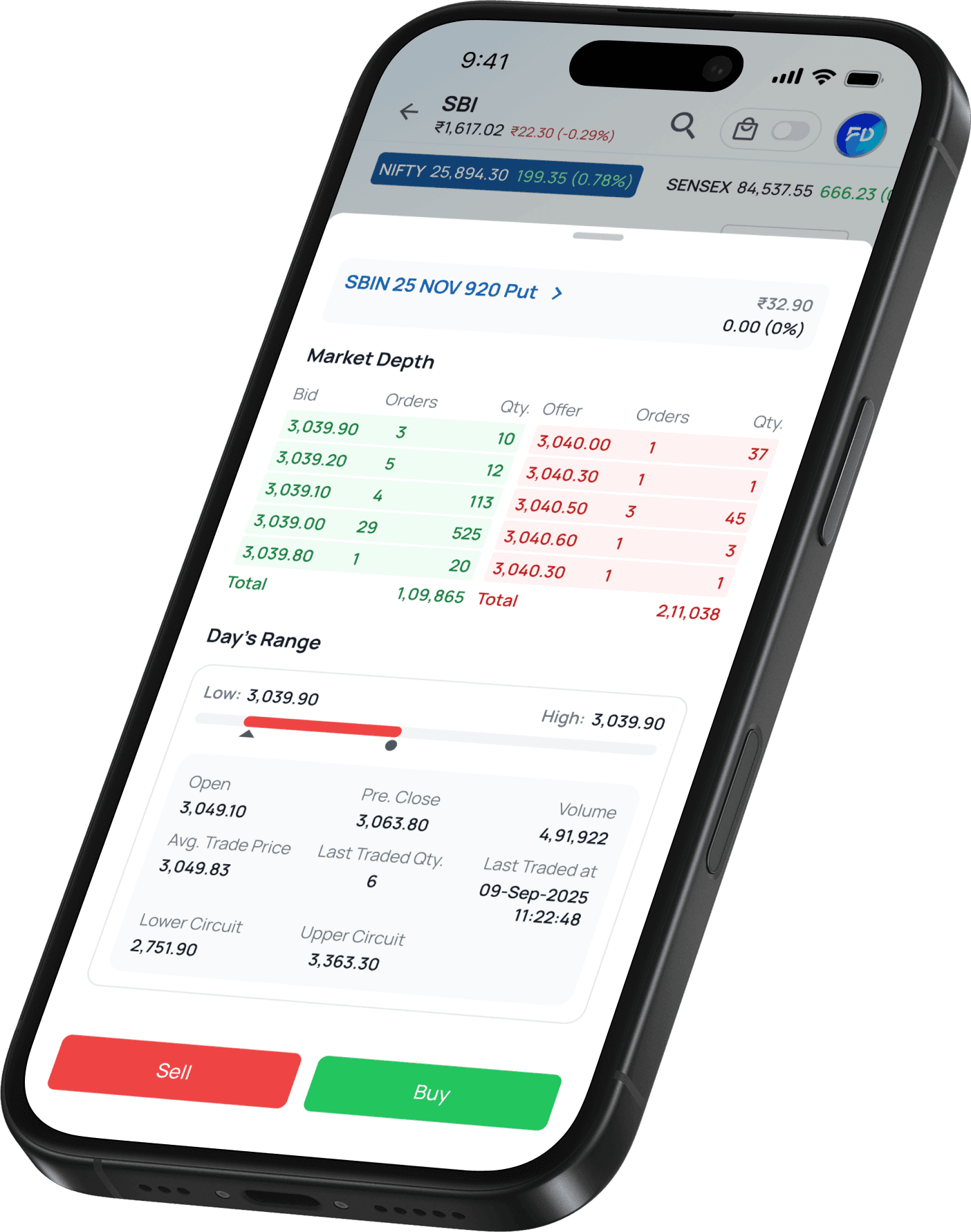 First Demat option detail on mobile